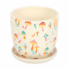 Funky Fungi Mushroom Print Plant Pot with Saucer
