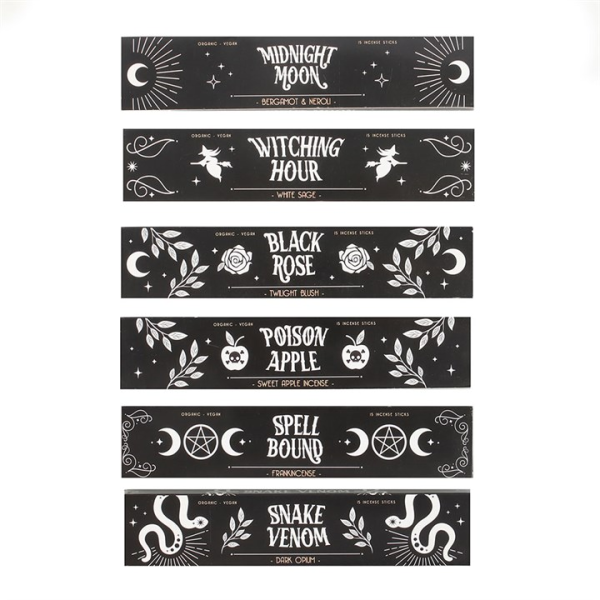 Set of 36 Midnight Rituals Incense Sticks in Display