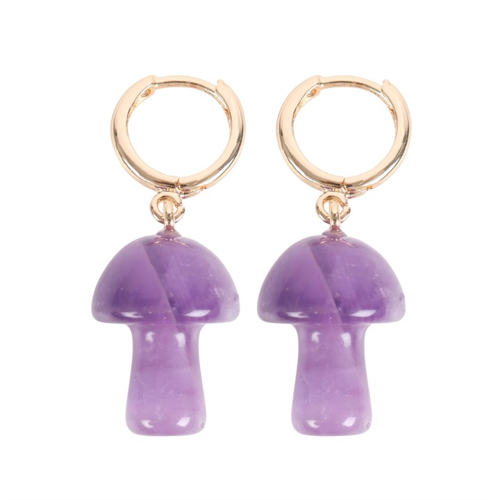 Amethyst Crystal Mushroom Earrings