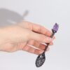 Set of 7 Dark Silver Gemstone Crystal Witch Spoons