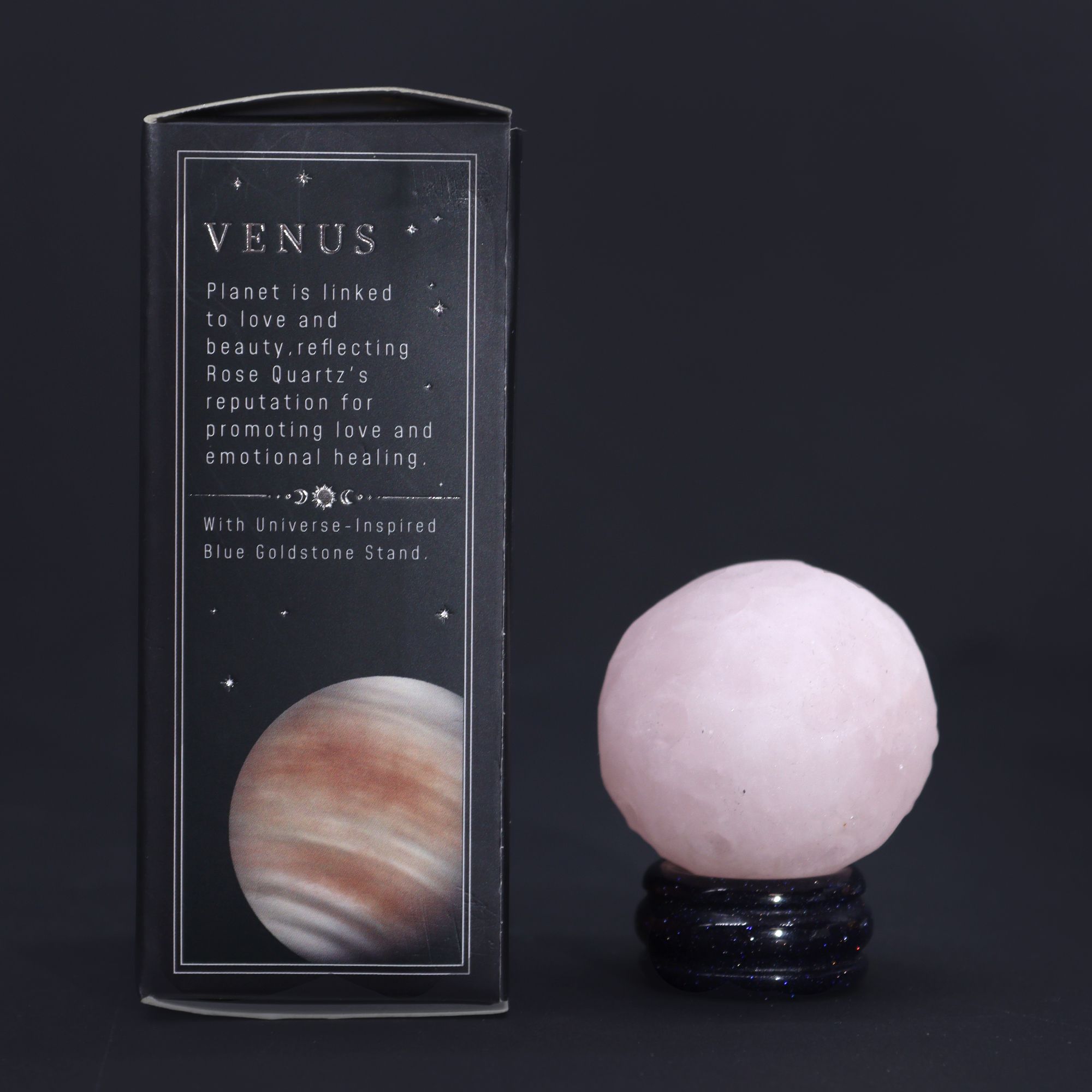 bG9jYWw6Ly9tZWRpYS8xSi9BRS82MFIzMEMxRzZXU0tBRTFKLzViZWNkODcxLmpwZWc-1.jpg Rose Quartz Planet on a Sola Goldstone Stand (VENUS)