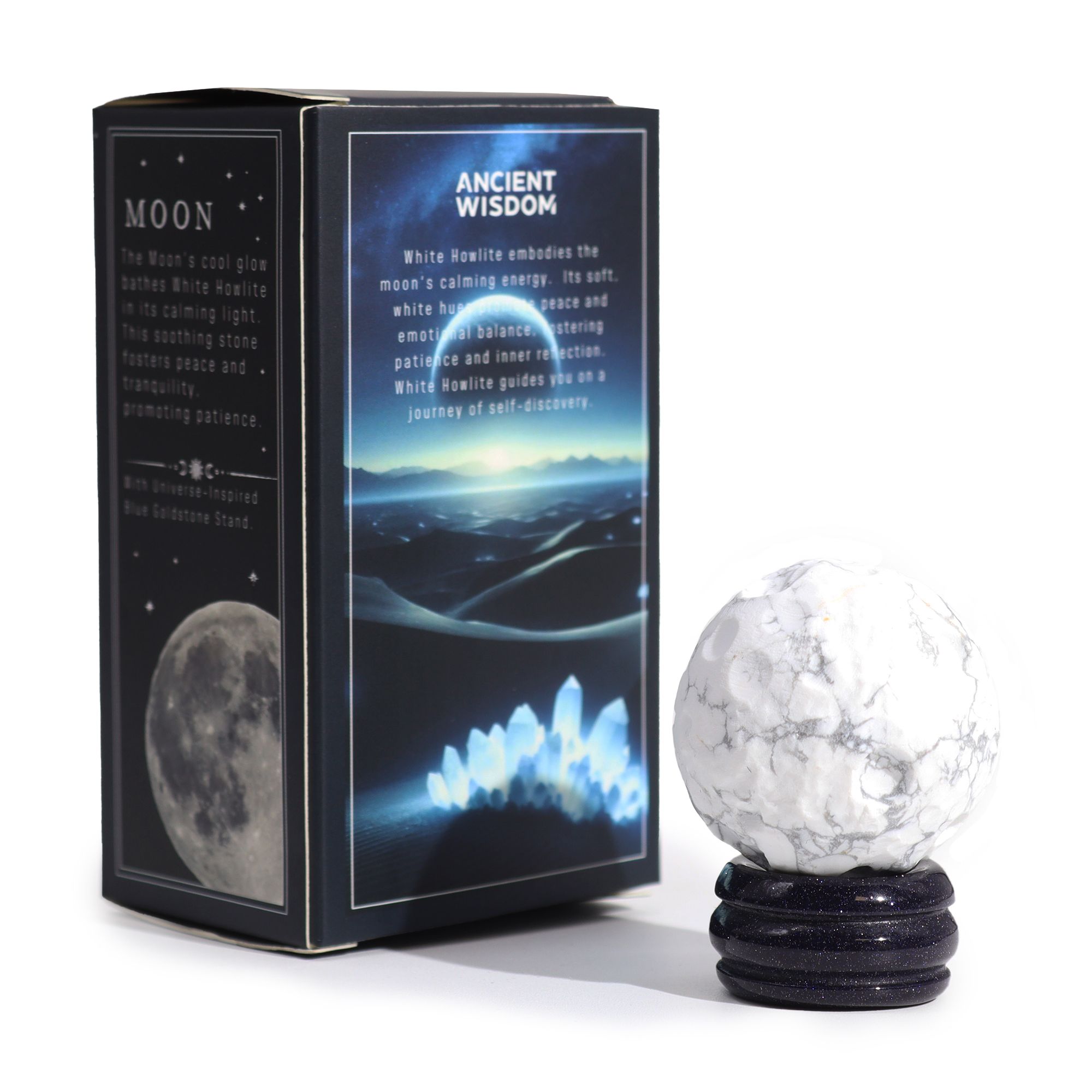 bG9jYWw6Ly9tZWRpYS8xTS9DQy82MFIzMEMxRzZXU0tDQzFNL2Q5MjYzNjk2LmpwZWc-1.jpg White Howlite Planet on a Sola Goldstone Stand (MOON)
