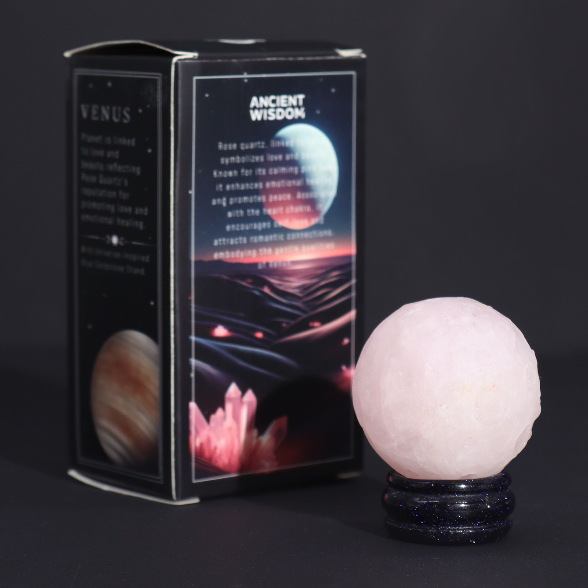 bG9jYWw6Ly9tZWRpYS8xTi9BRS82MFIzMEMxRzZXU0tBRTFOL2JlNmYyMjQ3LmpwZWc-1.jpg Rose Quartz Planet on a Sola Goldstone Stand (VENUS)