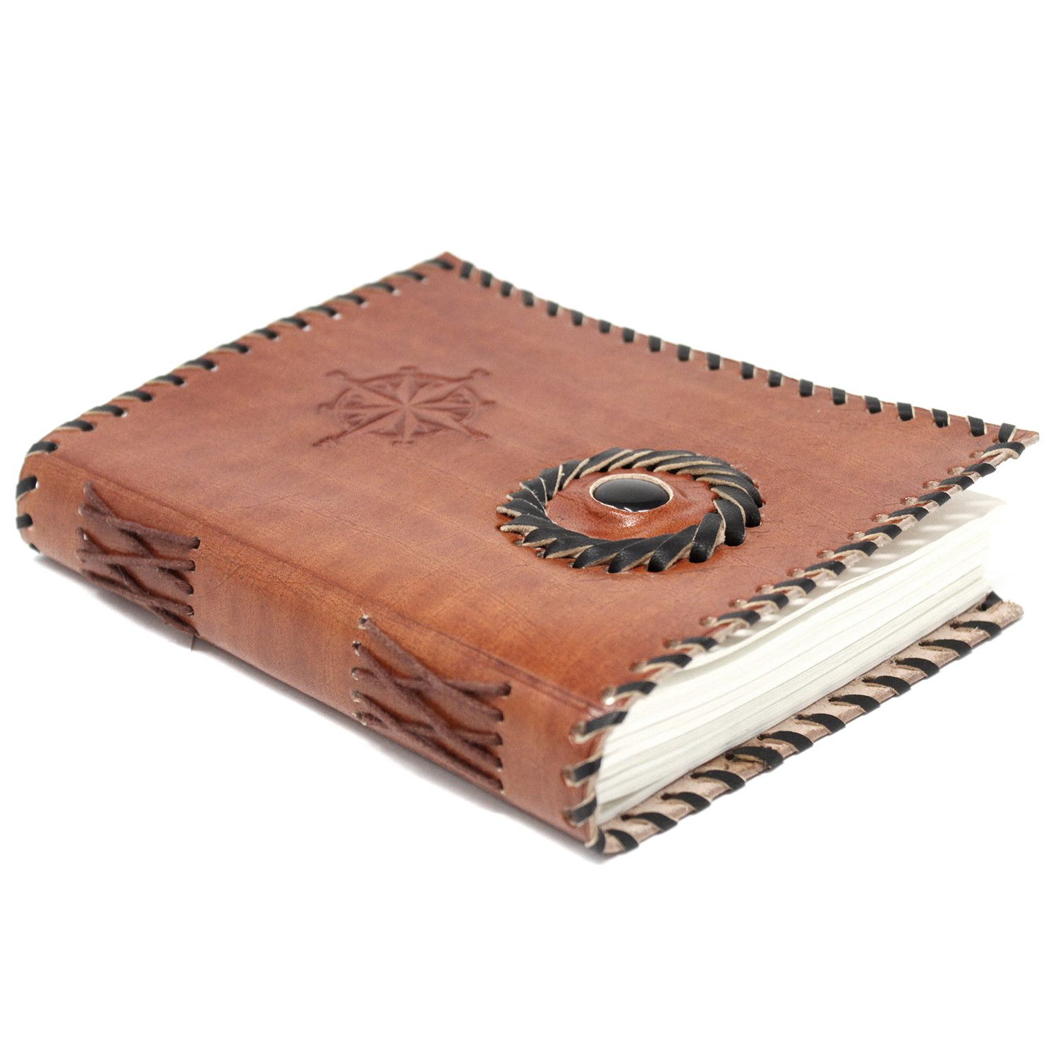 bG9jYWw6Ly9tZWRpYS9TTi8yRC82MFIzMEMxRzZNVjMyRFNOLzdkOGZlZTE0LmpwZWc.jpg Leather Black onyx & Compas Notebook (7x5")