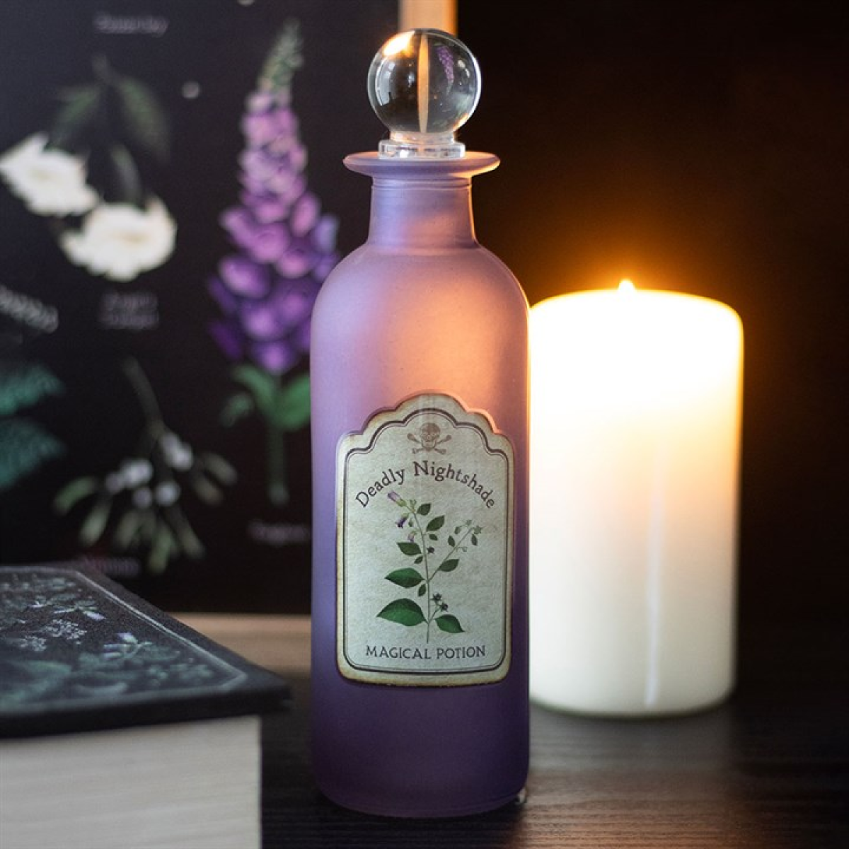 Deadly Nightshade Decorative Glass Potion Bottle