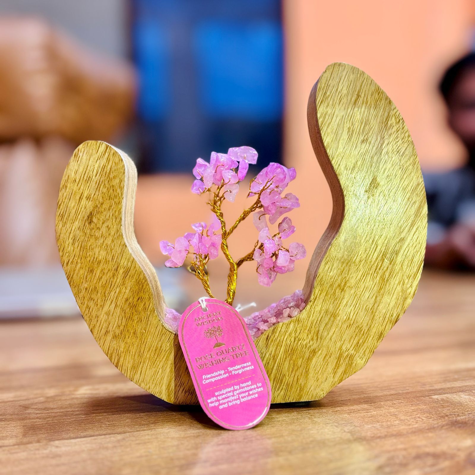 bG9jYWw6Ly9tZWRpYS85SC8yRS82MFIzMEMxSDc0UksyRTlILzQ4MmFiY2UwLmpwZWc.jpg Gemstone Tree Garden - Mango Wood Open Ring - Rose Quartz - 60 chipstones