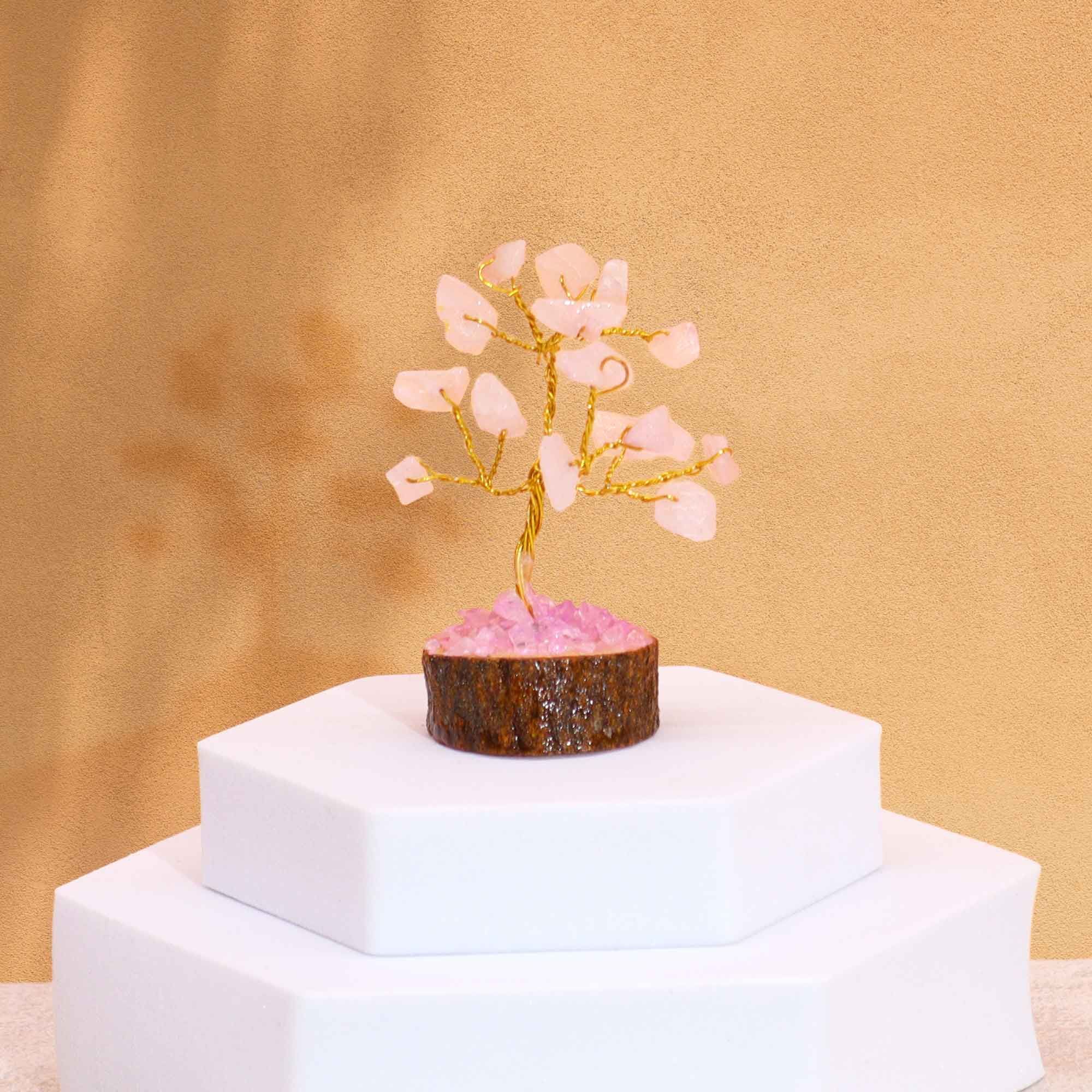 bG9jYWw6Ly9tZWRpYS9TUy9FRC82MFIzMEMxRzZXUjNFRFNTL2UxM2U1M2Q3LmpwZWc.jpg Mini Gemstone Tree On Wood Base - Rose Quartz (15 stones)