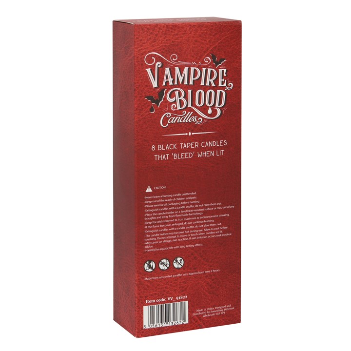 Set of 8 Vampire Blood Wax Taper Unscented Candles