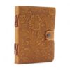 Leather Embossed Notebook – Tan Floral Pattern –  17.8×12.7 cm
