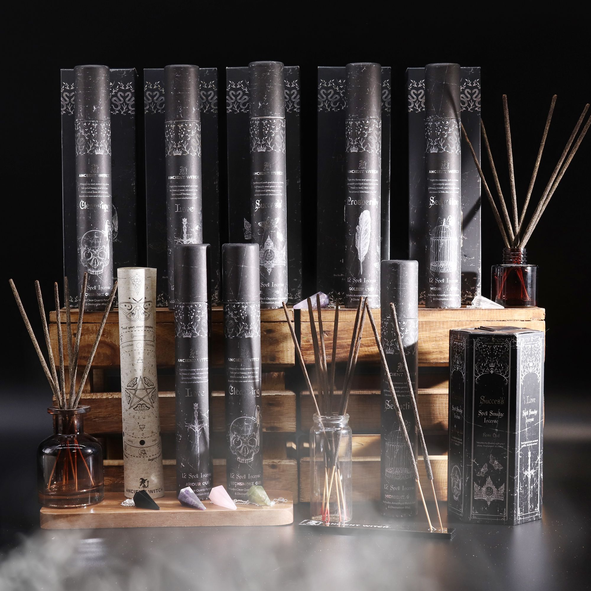 bG9jYWw6Ly9tZWRpYS9ITi9BRC82MFIzMEMxSjY0VDNBREhOL2M3NGRkNmNhLmpwZw-1.jpg Ancient Witch Spell Incense - Love - Rose Quartz Pendulum