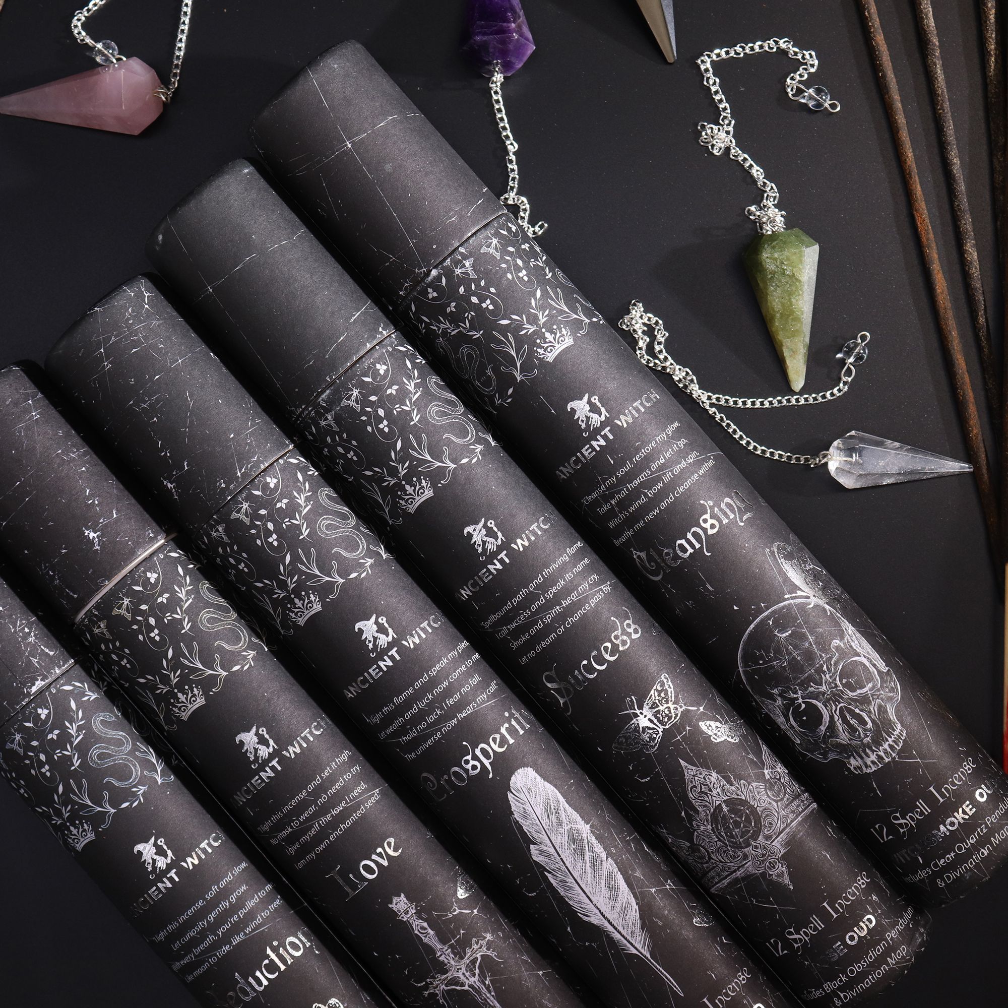 bG9jYWw6Ly9tZWRpYS9IUC9BRC82MFIzMEMxSjY0VDNBREhQLzRhNzUwYTIwLmpwZw-1.jpg Ancient Witch Spell Incense - Love - Rose Quartz Pendulum